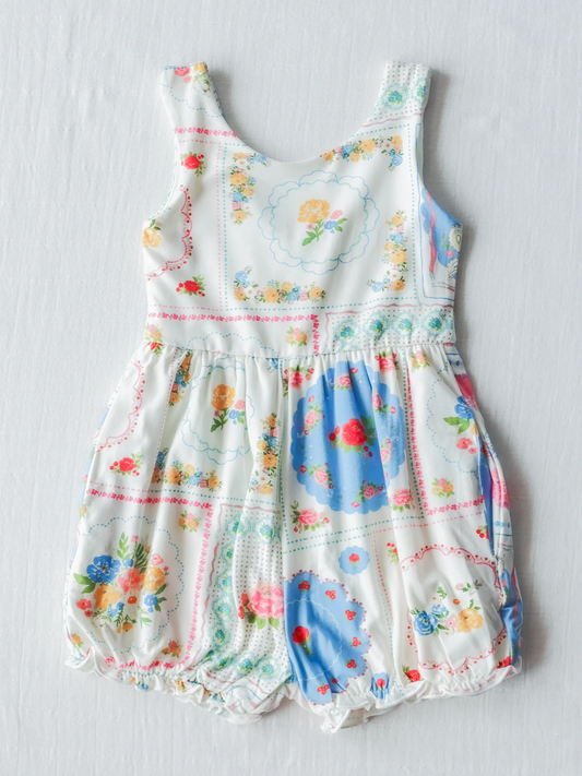 (Pre-order)SR1330  Flowers Print Baby Girls Summer Romper