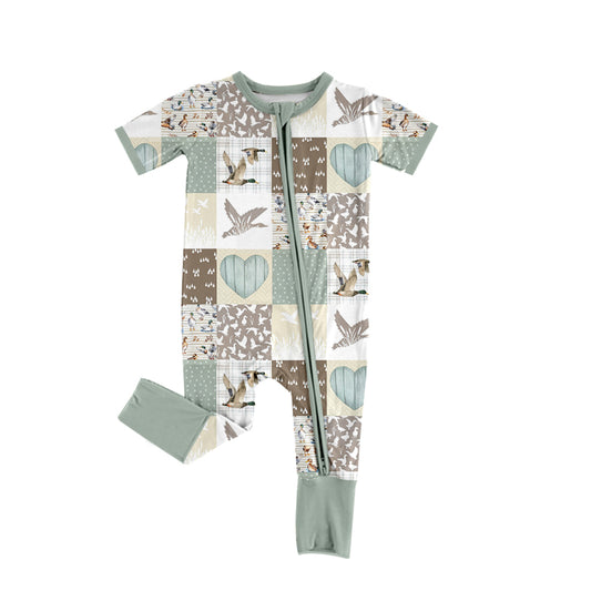 (Pre-order)SR1356  Duck Print Baby Boys Summer Zipper Romper