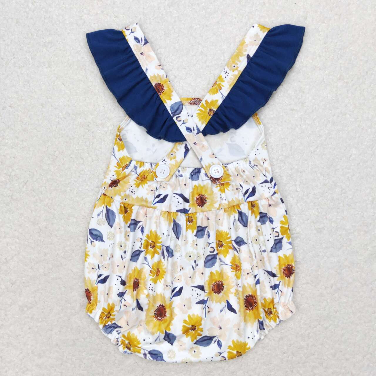 SR1422  Sunflowers Print Baby Girls Summer Romper