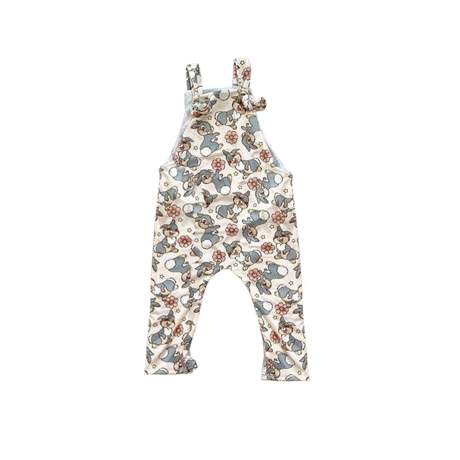(Pre-order)SR1441  Flowers Bunny Print Baby Girls Summer Romper