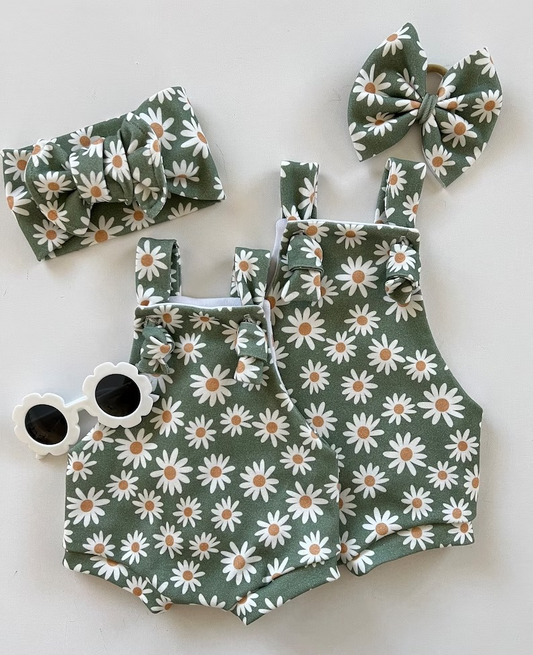 (Pre-order)SR1507  Flowers Print Baby Girls Summer Romper