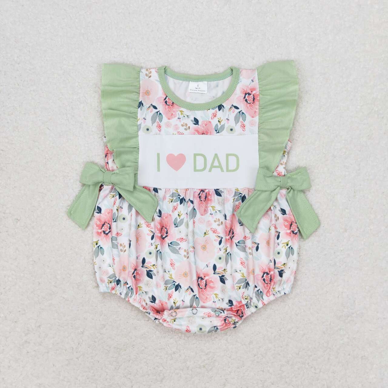 SR1569  I LOVE DAD Flowers Print Baby Girls Summer Romper