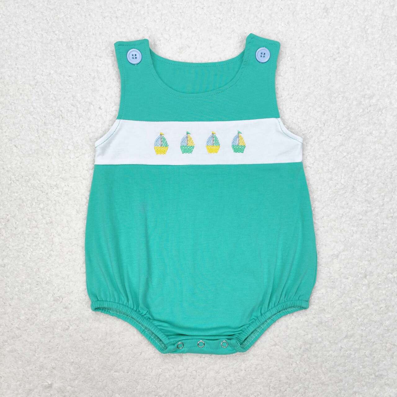 SR1581 Sailboat Embroidery Baby Boys Summer Romper