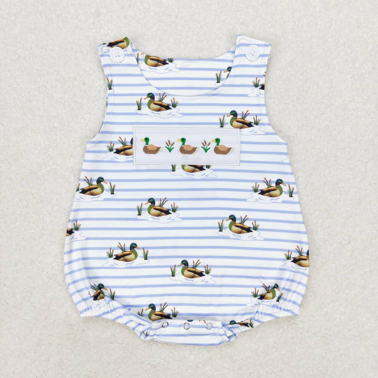 SR1583 Duck Embroidery Baby Boys Summer Romper