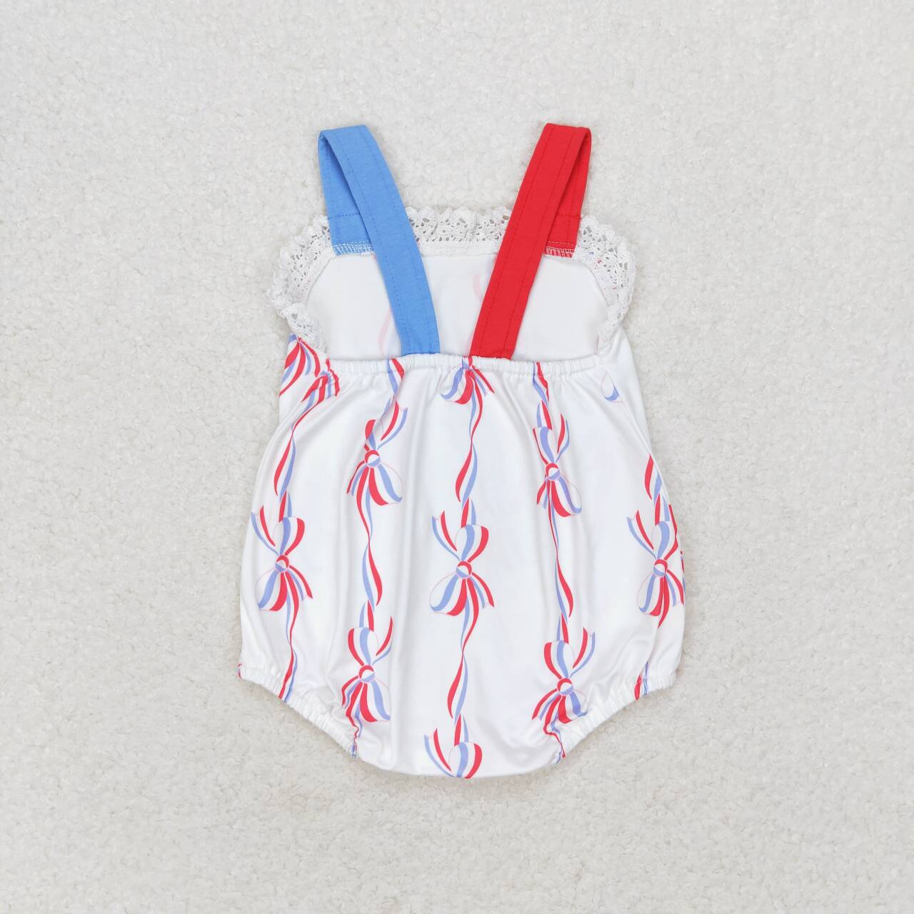 SR1599 Bows Print Baby Girls 4th of July Romper