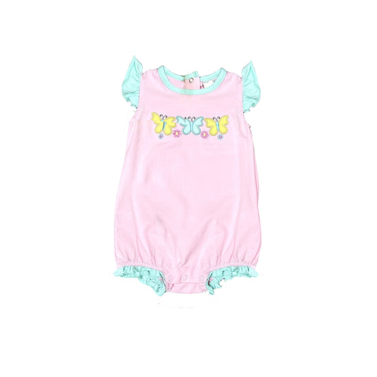 (Pre-order)SR11611  Butterfly Print Baby Girls Summer Romper