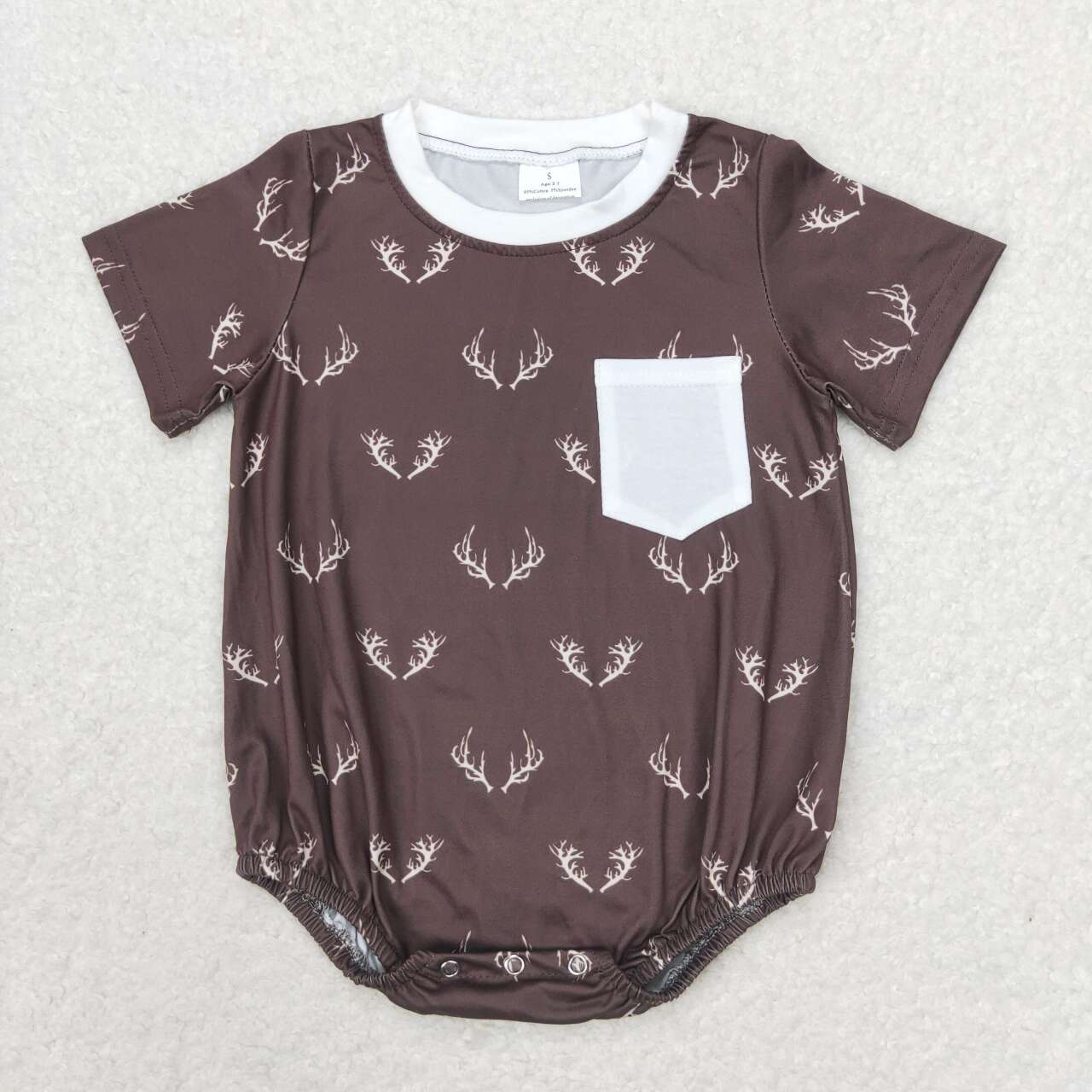 SR1614  Deer Skull Print Baby Boys Summer Romper