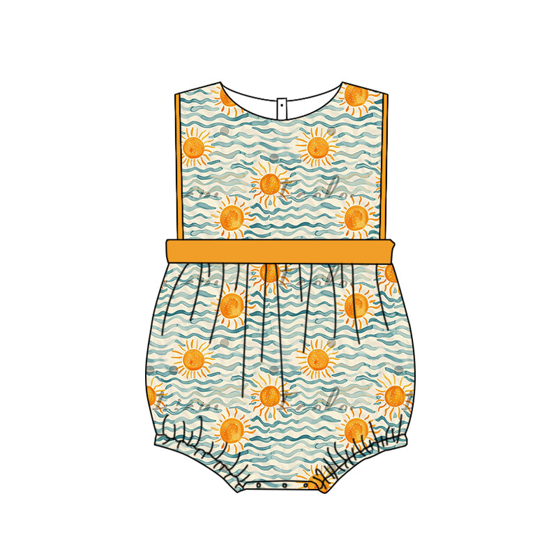 (Pre-order)SR11615  Sunshine Sea Spray Print Baby Boys Summer Romper