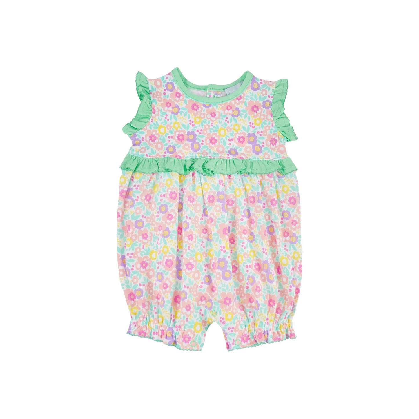 (Pre-order)SR11629 Colorful Flowers Print Baby Girls Summer Romper