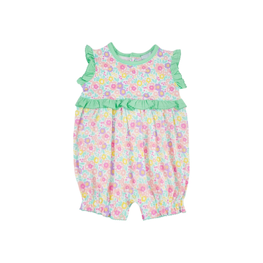 (Pre-order)SR11629 Colorful Flowers Print Baby Girls Summer Romper