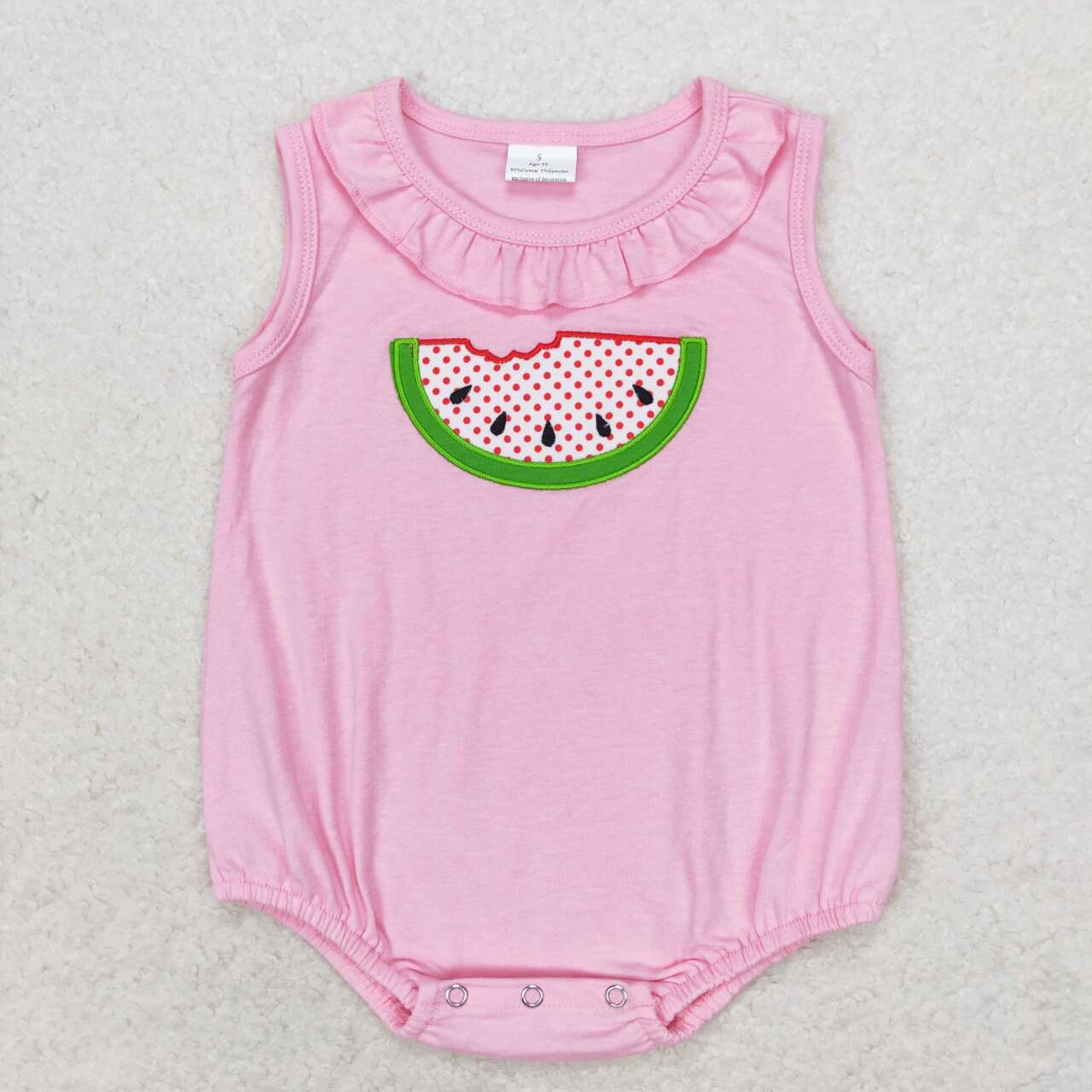 SR1649  Watermelon Embroidery Pink Color Baby Girls Summer Romper