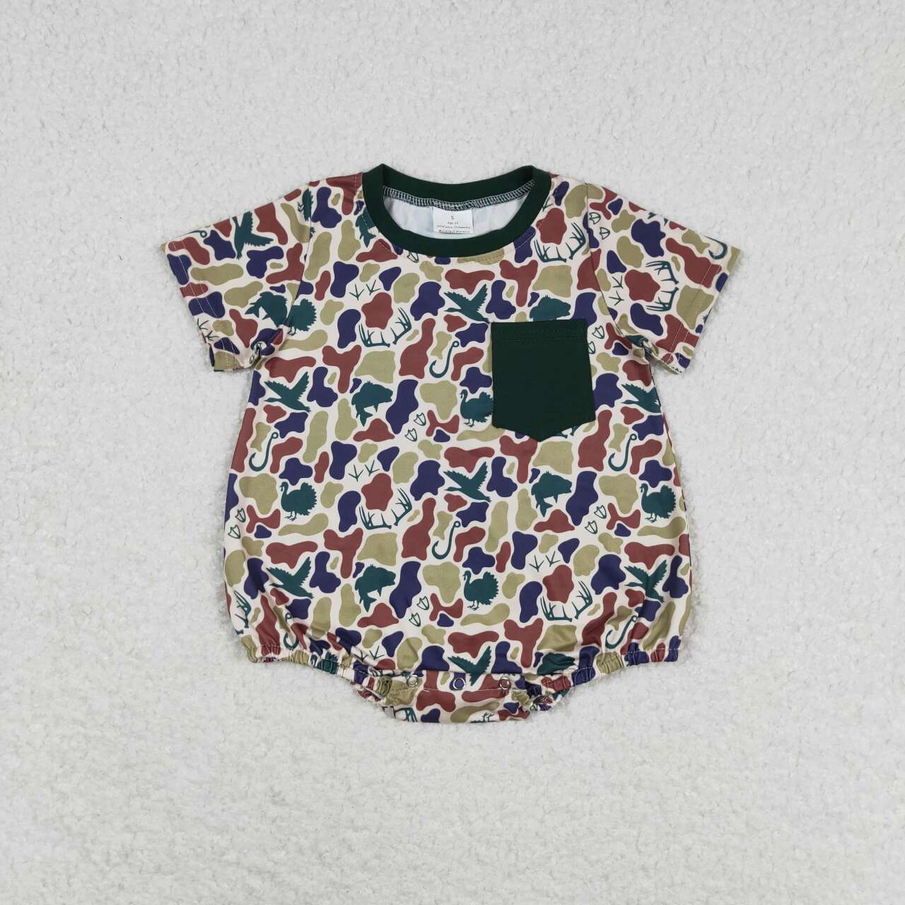 6 Colors Camo Hunting Print Pocket Baby Summer Romper Sibling Wear