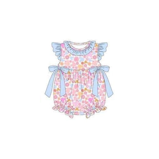 (Pre-order)SR1670  Cartoon Mouse Print Baby Girls Summer Romper