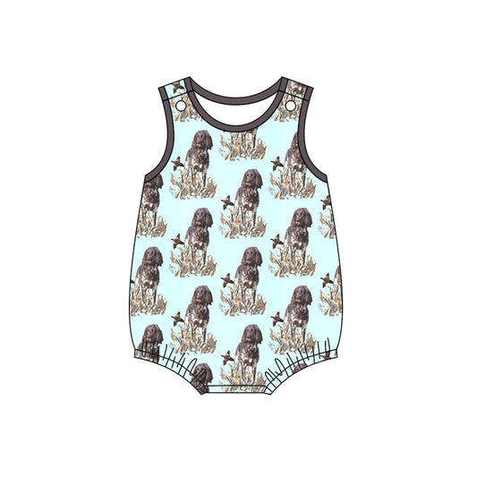 (Pre-order)SR1680  Duck Dog Hunting Print Baby Boys Summer Romper