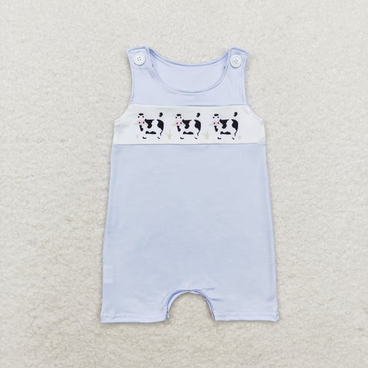 SR1695  Cows Blue Color Baby Boys Summer Romper