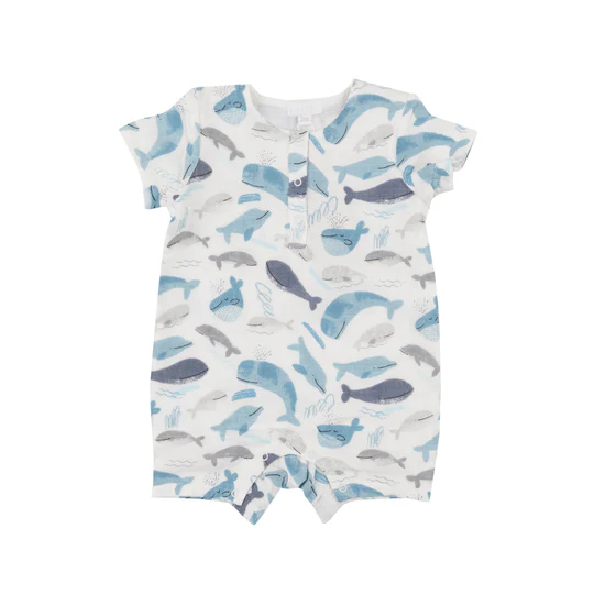 (Pre-order)SR1721 Whale Print Baby Boys Summer Romper