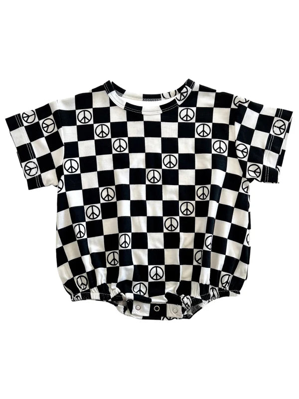 (Pre-order)SR1724  Black Plaid Print Baby Summer Romper