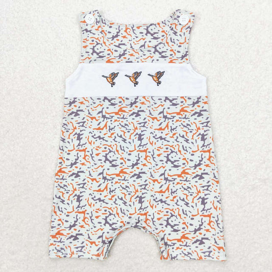 SR1743  Duck Embroidery Camo Print Baby Boys Summer Romper