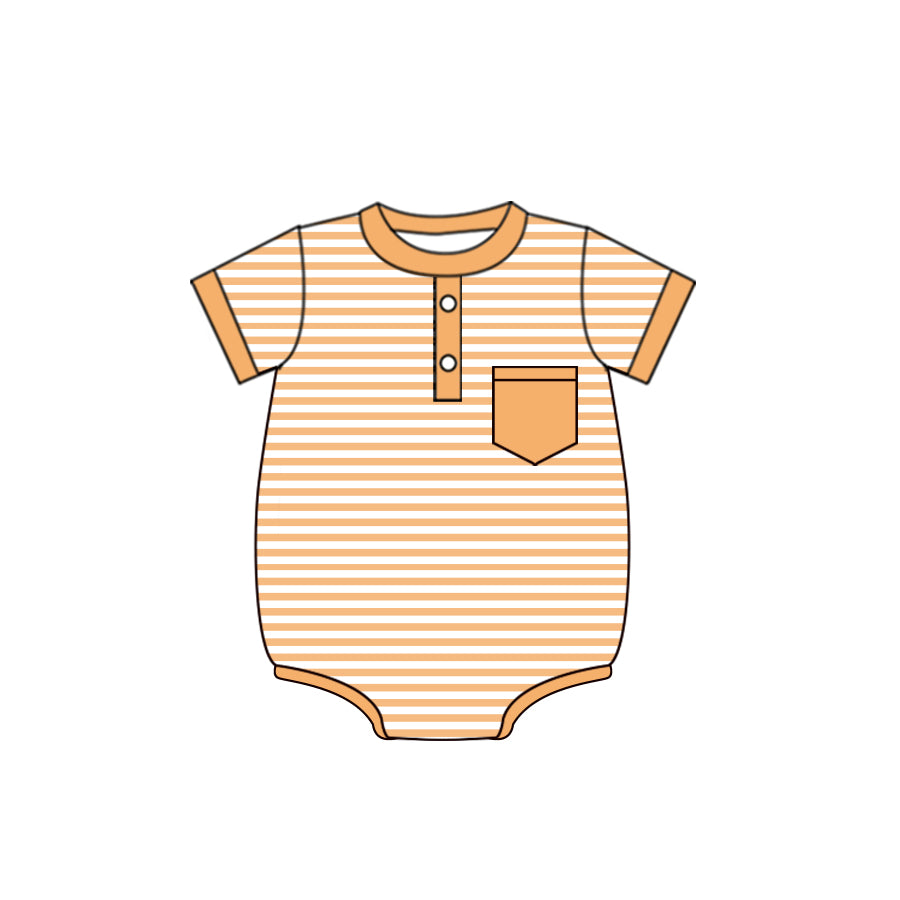 (Pre-order)SR1751  Orange Stripes Print Baby Boys Fall Romper