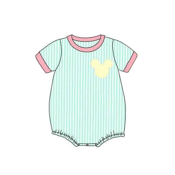 (Pre-order)SR1772 Cartoon Mouse Stripes Print Baby Boys Summer Romper