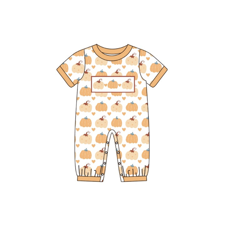 (Pre-order)SR1788 Pumpkin Print Baby Boys Fall Romper