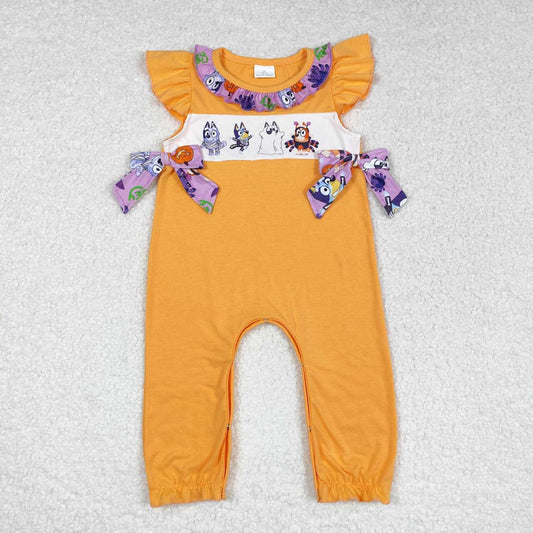 SR1796 Cartoon Dog Print Baby Girls Halloween Romper