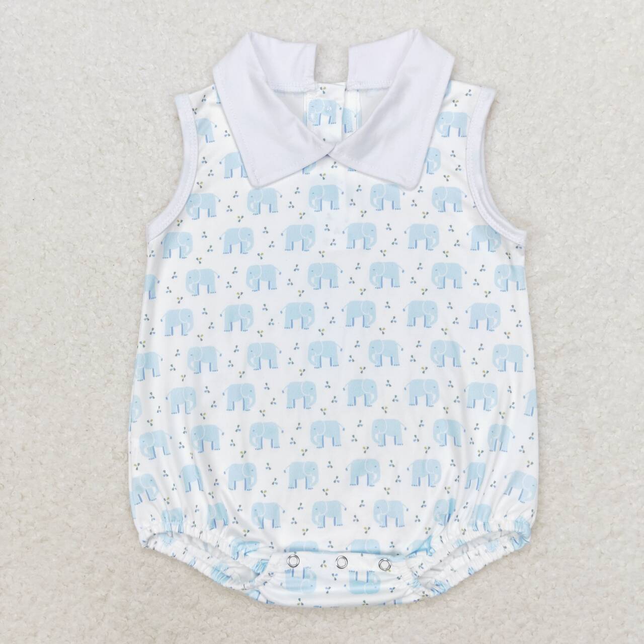 SR1824 Blue Elephant Print Baby Boys Summer Romper