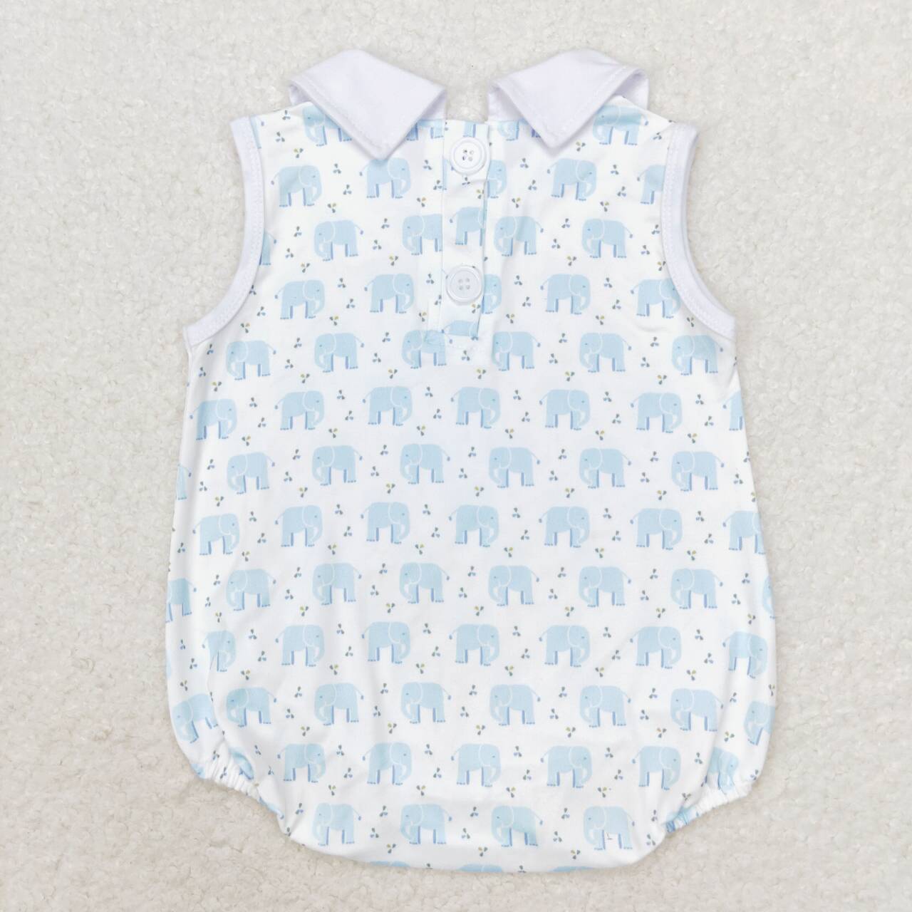 SR1824 Blue Elephant Print Baby Boys Summer Romper