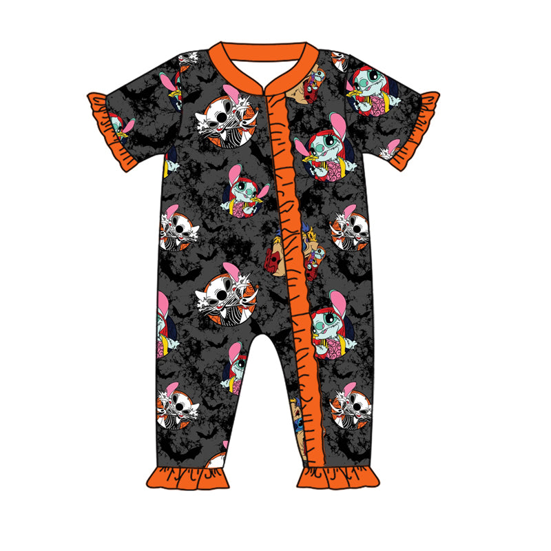 (Pre-order)SR1833 Cartoon Dog Print Baby Girls Halloween Romper