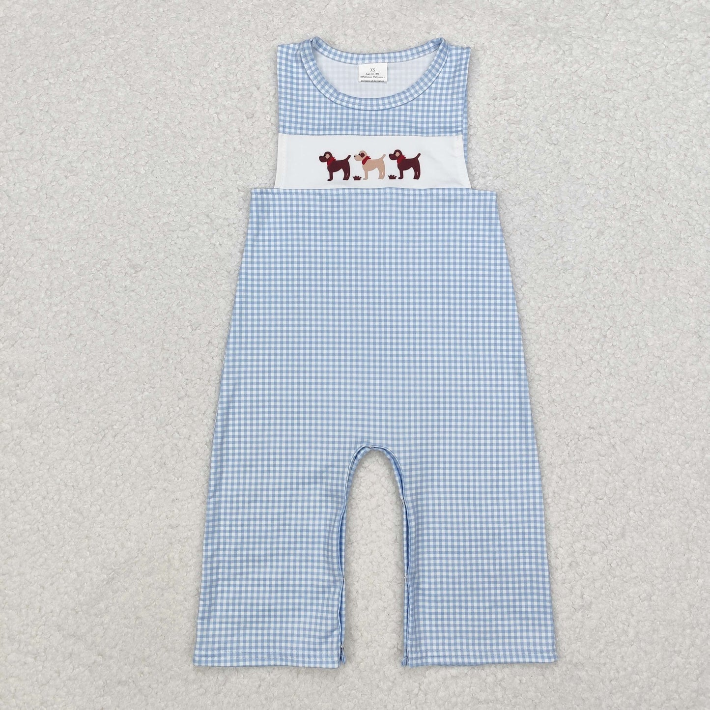 SR1868 Dog Plaid Print Baby Boys Summer Romper