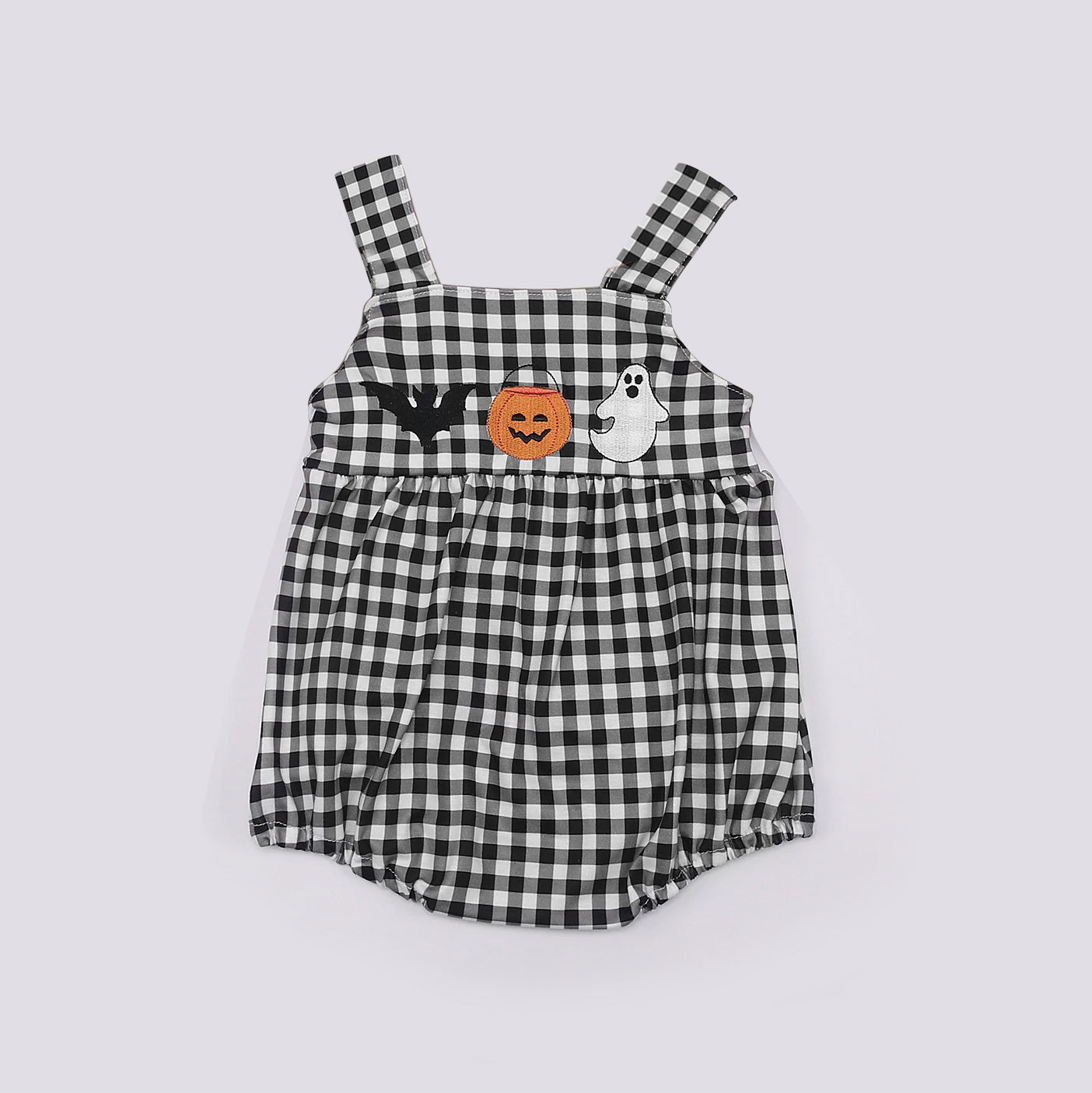 (Pre-order)SR1935 Bat Pumpkin Ghost Plaid Print Baby Boys Halloween Romper