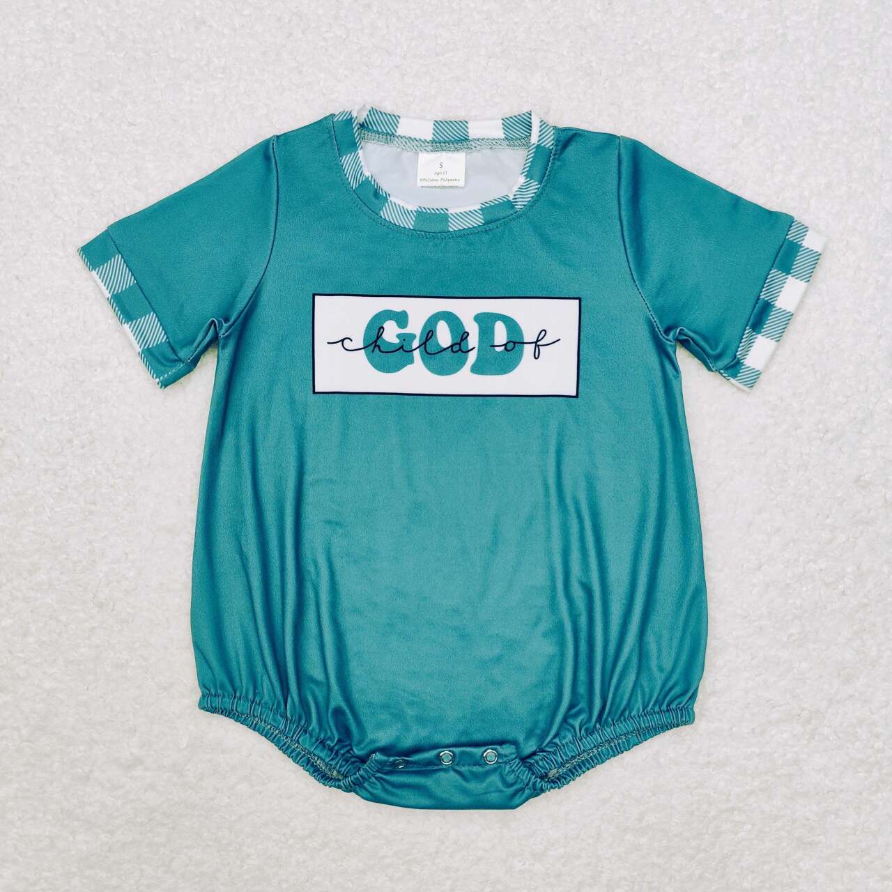 SR1942 Child of GOD Green Print Baby Boys Romper