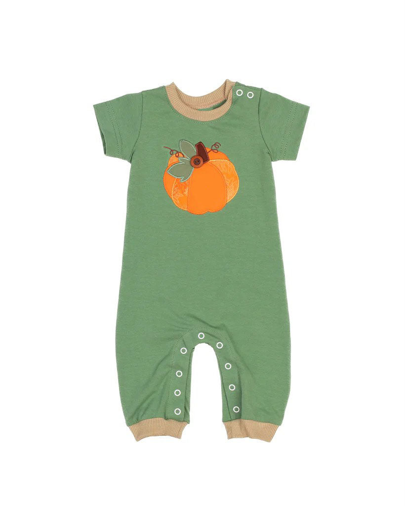 (Pre-order)SR1948 Pumpkin Green Print Baby Boys Fall Romper