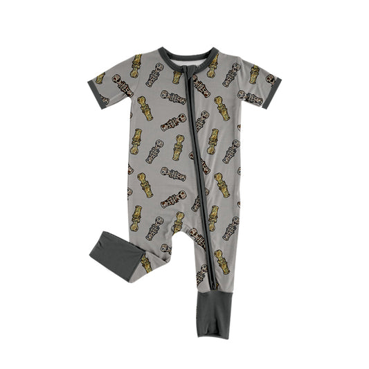 (Pre-order)SR1980 Duck Call Camo Gray Print Baby Boys Fall Sleeper Zipper Romper