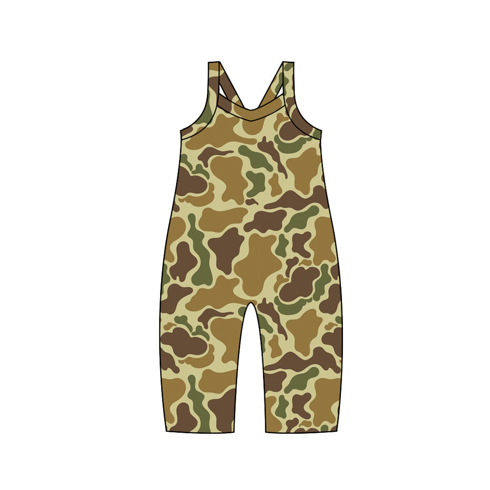 (Pre-order)SR1984  Green Brown Camo Print Girls Jumpsuits