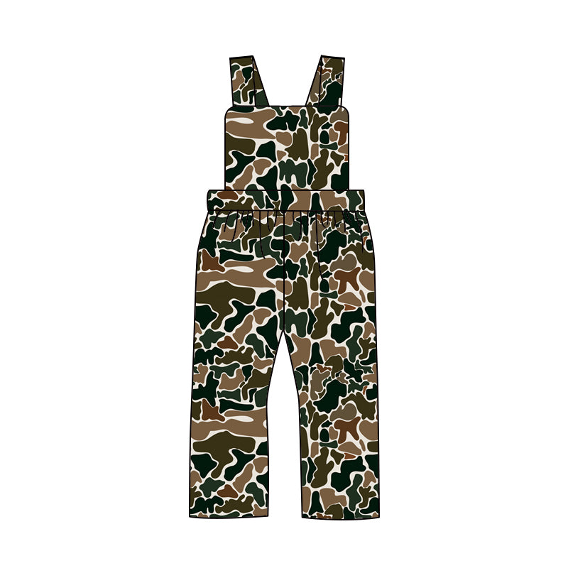 (Pre-order)SR1988  Dark Brown Camo Print Boys Jumpsuits