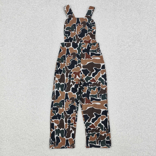 SR1988  Dark Brown Camo Print Boys Hunting Jumpsuits