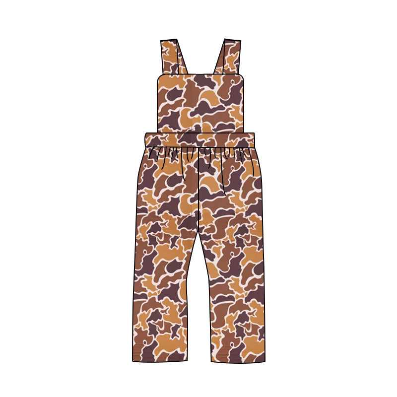 (Pre-order)SR1992  Brown Camo Print Boys Jumpsuits