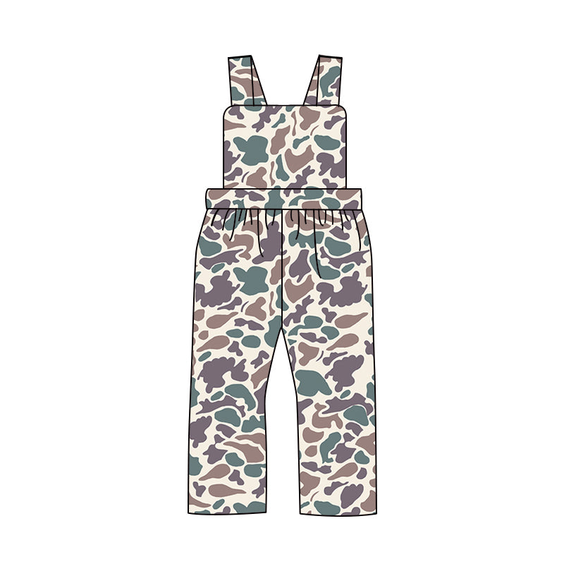 (Pre-order)SR1996  Green Brown Camo Print Boys Jumpsuits