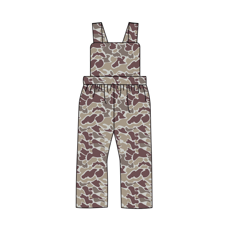 (Pre-order)SR2000  Brown Camo Print Boys Jumpsuits