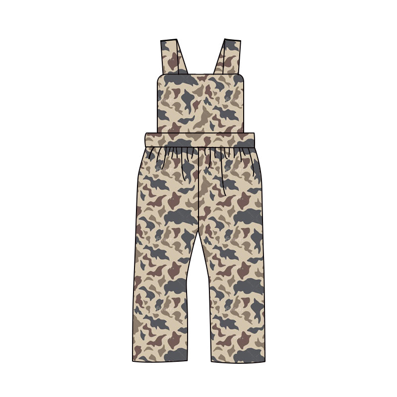 (Pre-order)SR2004  Dark Gray Camo Print Boys Jumpsuits