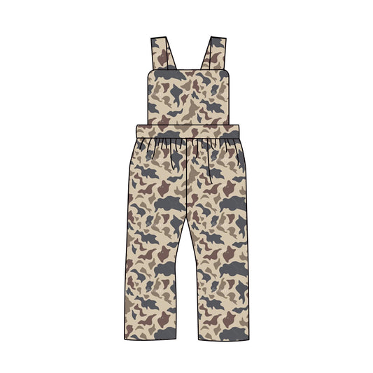 (Pre-order)SR2004  Dark Gray Camo Print Boys Jumpsuits