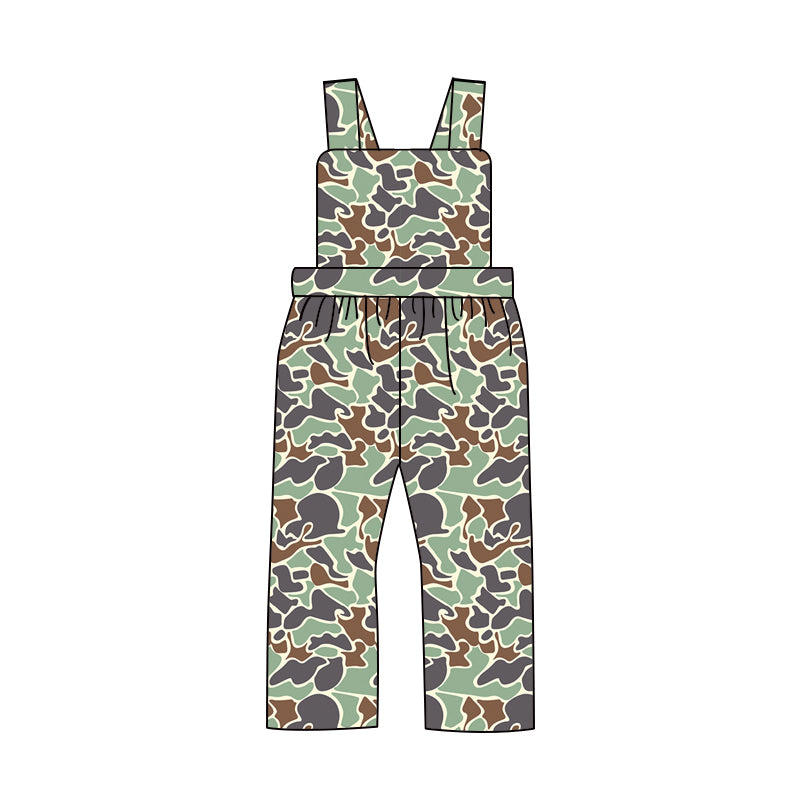 (Pre-order)SR2006  Green Camo Print Boys Jumpsuits