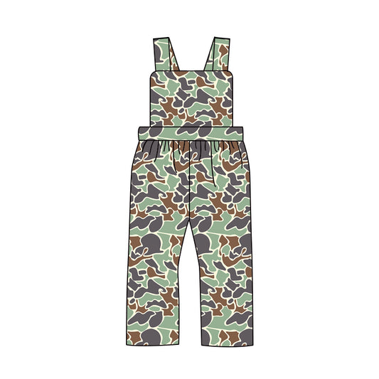 (Pre-order)SR2006  Green Camo Print Boys Jumpsuits