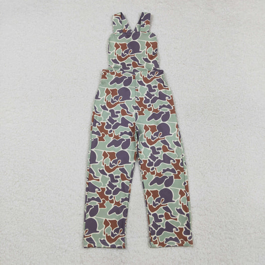 SR2006  Green Camo Print Kids Jumpsuits