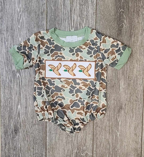 (Pre-order)SR2011  Duck Camo Print Baby Boys Summer Romper