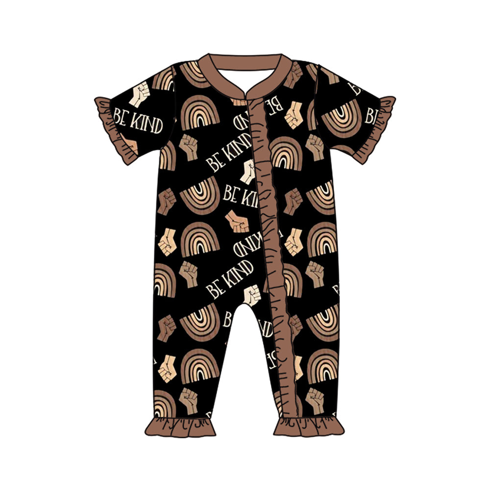 (Pre-order)SR2018 Be Kind Rainbow Print Baby Girls Sleeper Zipper Romper