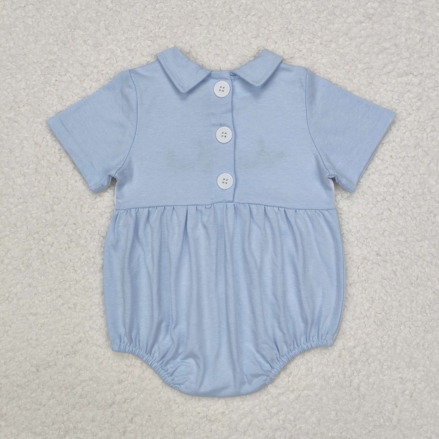 SR2071 Duck Embroidery Blue Color Baby Summer Romper