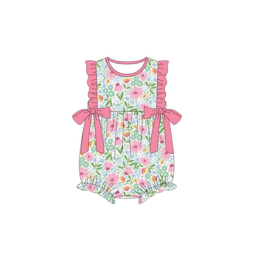 (Pre-order)SR2102 Flowers Print Baby Girls Short Sleeve Romper