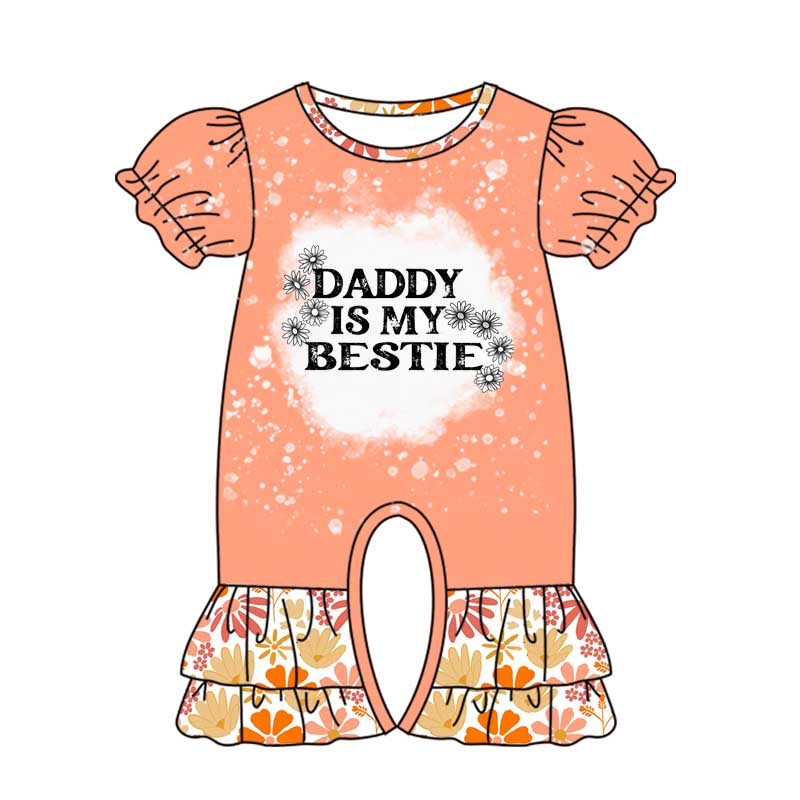 (Pre-order)SR2104 DADDY IS MY BESTIE Flowers Print Baby Girls Romper